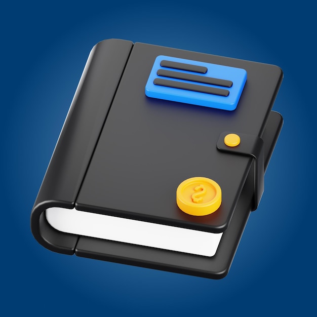 Icono de libro de contabilidad en 3D Concepto de icono de negocio en 3D