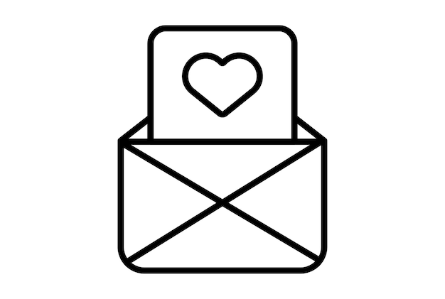 Icono de línea de carta de amor signo de día de san valentín arte de símbolo plano minimalista