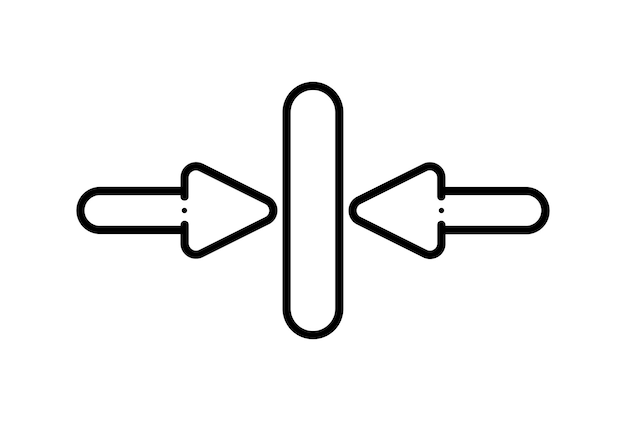 Icono de línea izquierda y derecha símbolo de sitio web negro signo de contorno minimalista