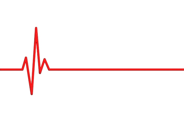 Icono de línea de latido cardíaco rojo sobre fondo blanco