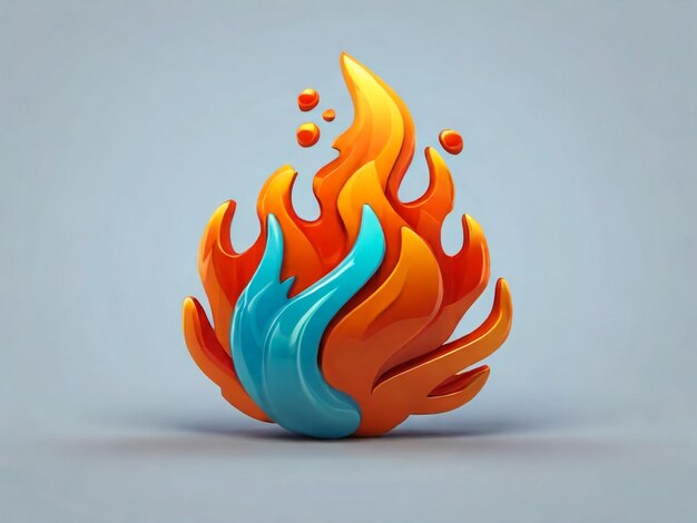Foto icono de llama de fuego 3d aislado en fondo transparente render de emoji de fuego energía y poder conce