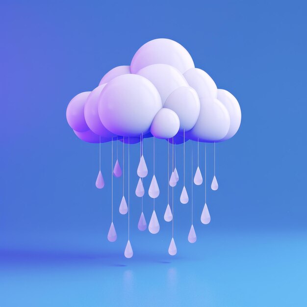 Icono de lluvia Ilustrar un icono 3D de gotas de lluvia que caen de una nube para el clima lluvioso AI Generative