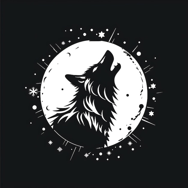 Foto el icono del lobo aullando silueta con la luna como el borde poderoso concepto idea diseño simple arte minimalista