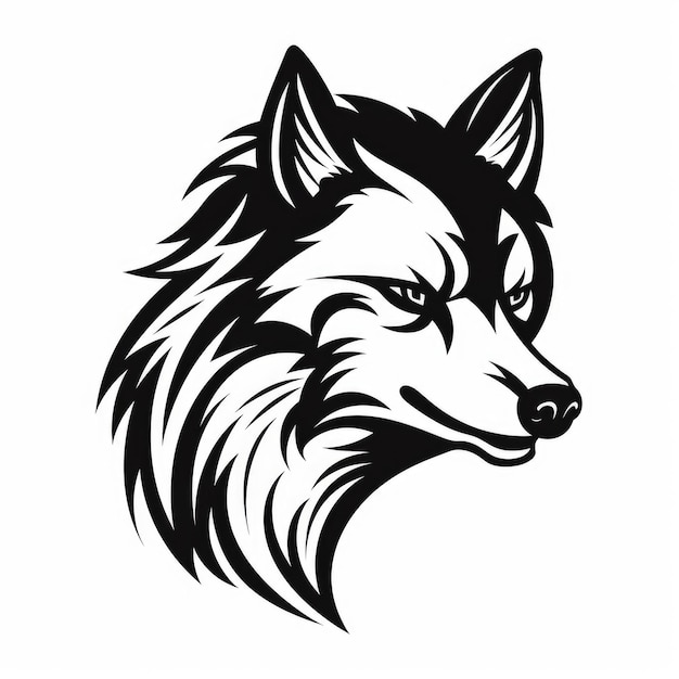 Icono De Lobo Blanco Y Negro Sobre Fondo Blanco