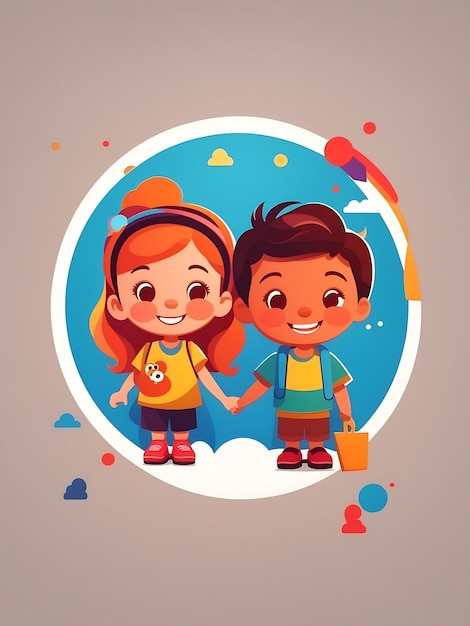 Icono de logo de amigos de niños
