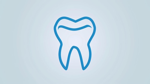 Foto icono del logotipo del diente azul y línea para el texto para la plantilla de diseño de atención dental de dentista o estomatología