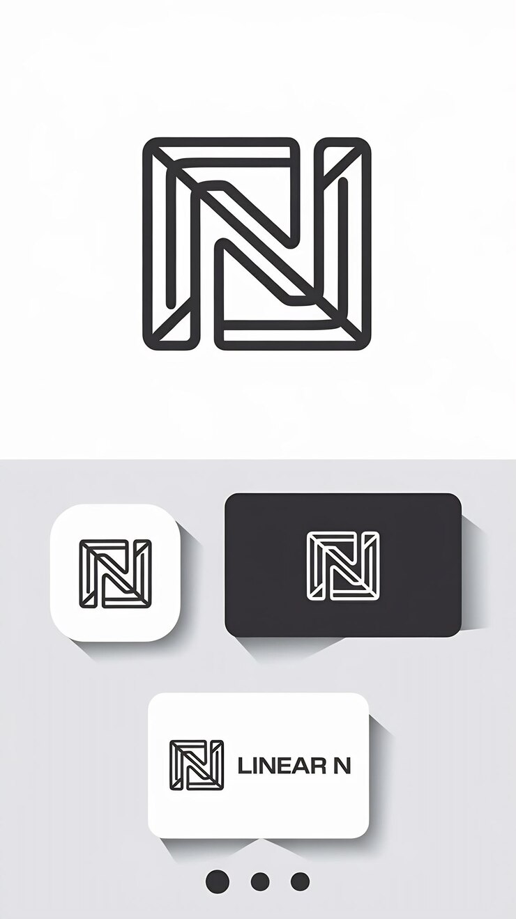 Foto icono de logotipo lineal n diseño vectorial de signo de marca de la compañía con tarjeta de visita