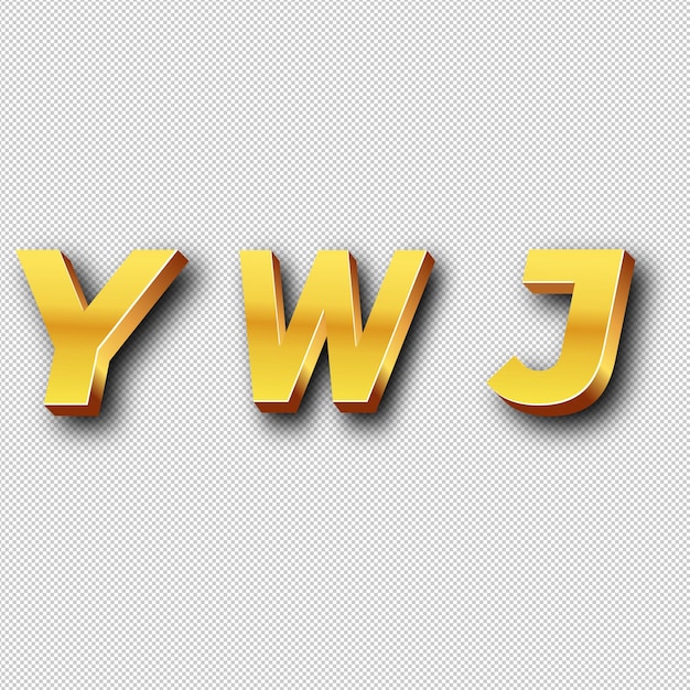 Icono del logotipo de oro de YWJ Fondo blanco aislado Transparente