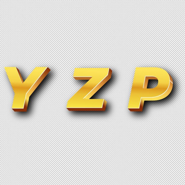 Icono del logotipo de oro de YZP Con fondo blanco aislado y transparente