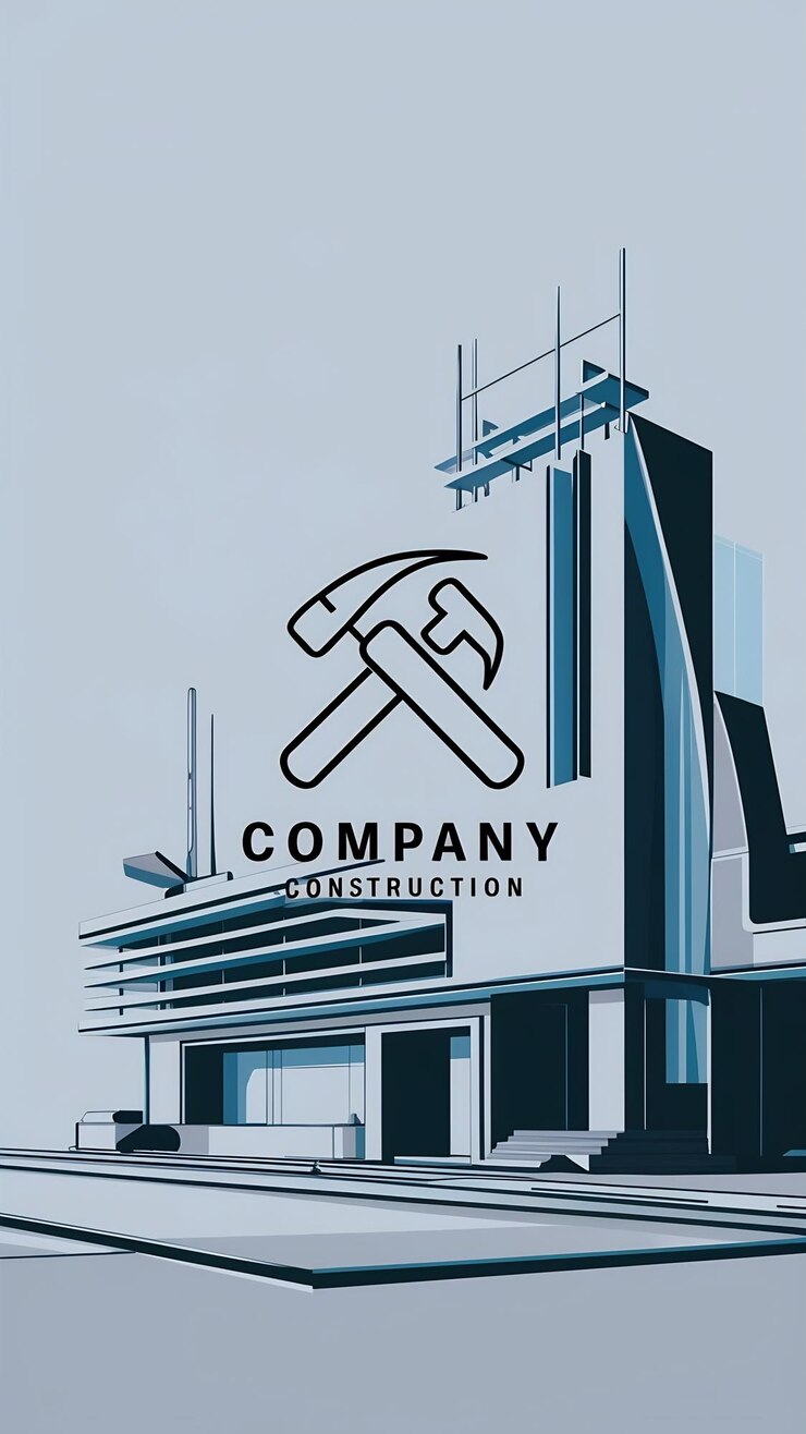 Foto ícono del logotipo del vector de construcción minimalista del edificio de la empresa