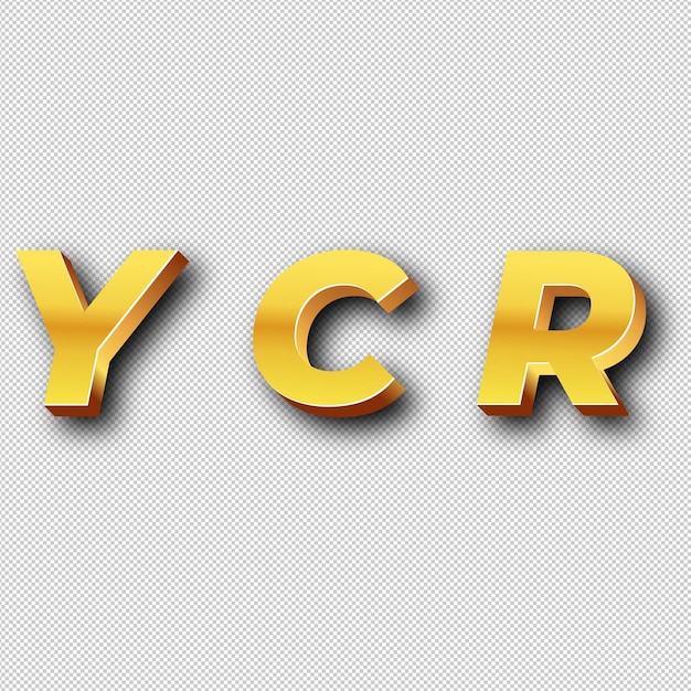 Foto icono del logotipo de ycr dorado con fondo blanco aislado transparente