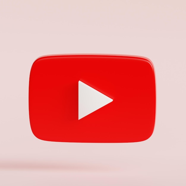 El icono del logotipo de YouTube aislado en un fondo blanco Ilustración de renderización en 3D