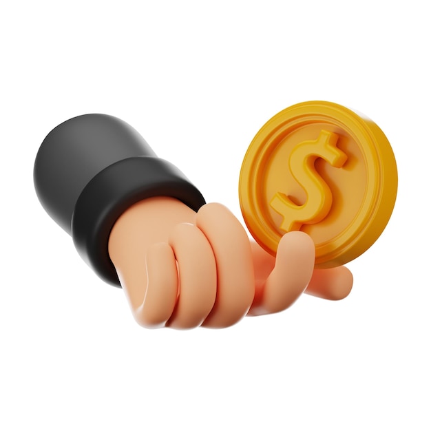 Icono de manija de moneda de dólar de finanzas premium Representación 3d sobre fondo aislado