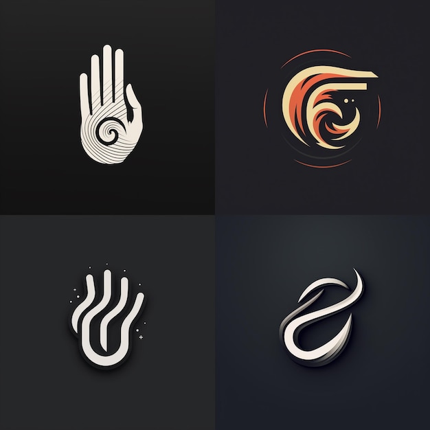 Icono de la mano de los elementos del logotipo