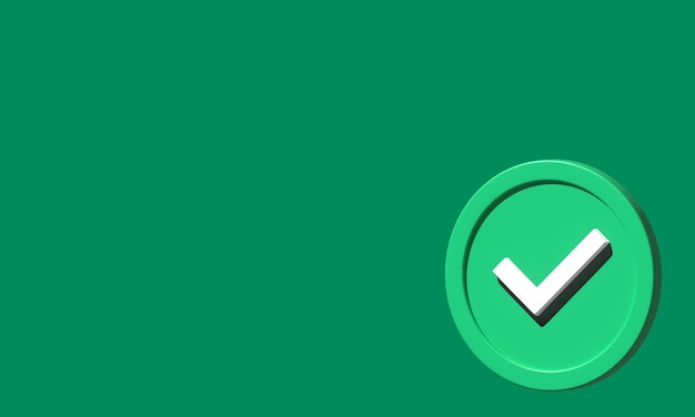 Icono de marca de verificación 3d Marca de verificación verde Concepto de marca de verificación Ilustración 3d
