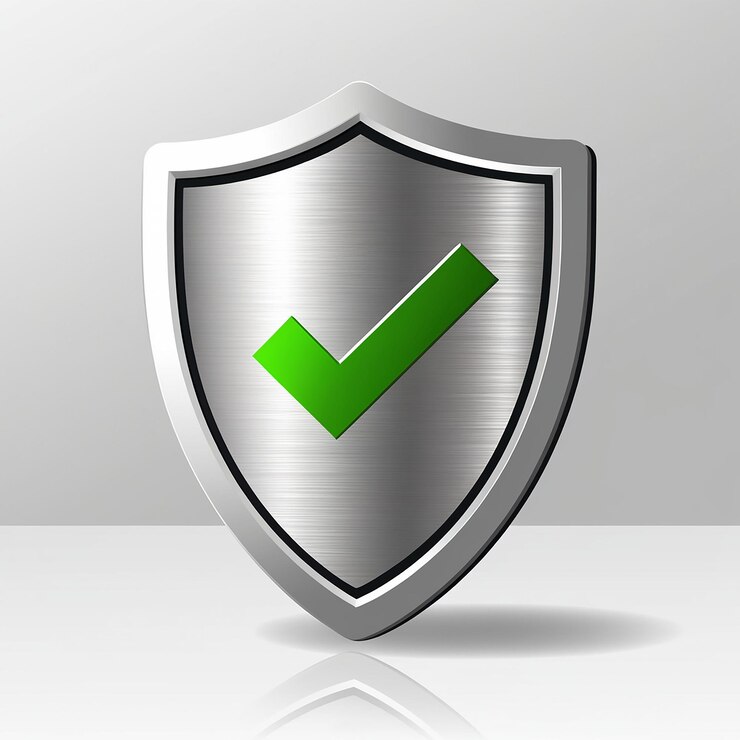 Icono de marca de verificación de escudo Ilustración de vector 3d Icono de seguridad garantizada