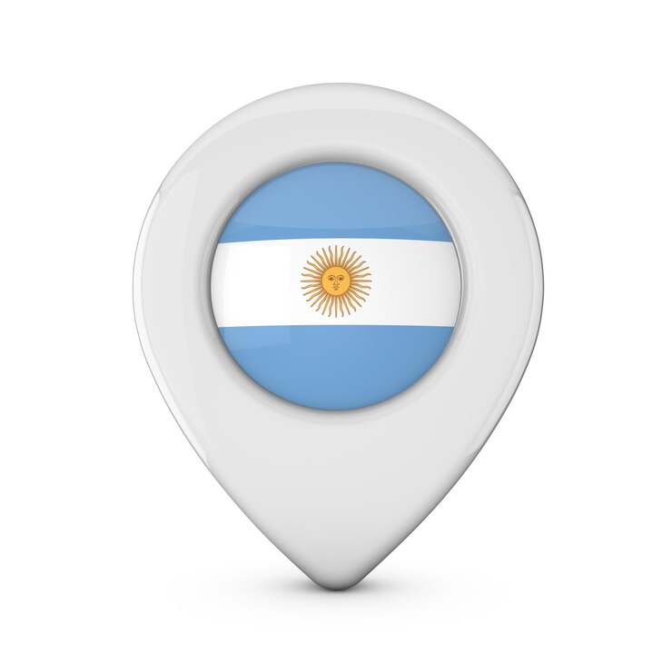Icono de marcador de ubicación de bandera argentina Representación 3D