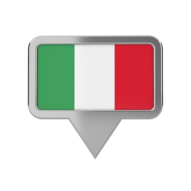 Icono de marcador de ubicación de bandera de Italia Representación 3D