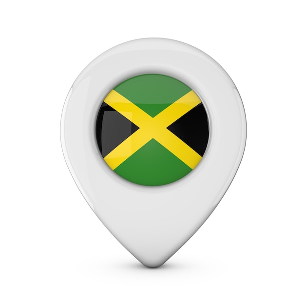 Icono de marcador de ubicación de bandera de Jamaica Representación 3D