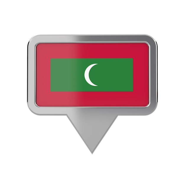 Icono de marcador de ubicación de bandera de Maldivas Representación 3D