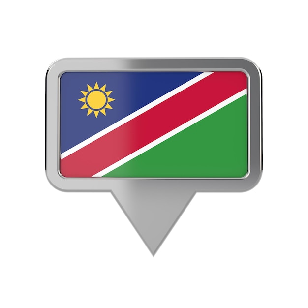 Icono de marcador de ubicación de bandera de Namibia Representación 3D