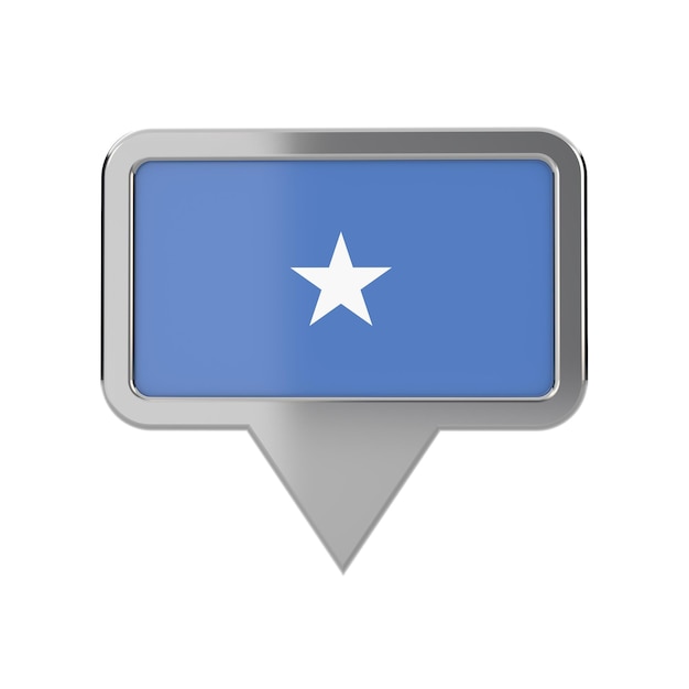 Icono de marcador de ubicación de bandera de Somalia Representación 3D