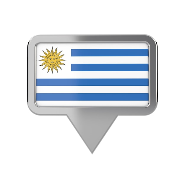 Icono de marcador de ubicación de bandera de Uruguay Representación 3D