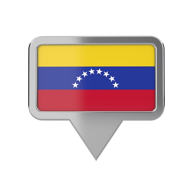 Icono de marcador de ubicación de bandera de Venezuela Representación 3D