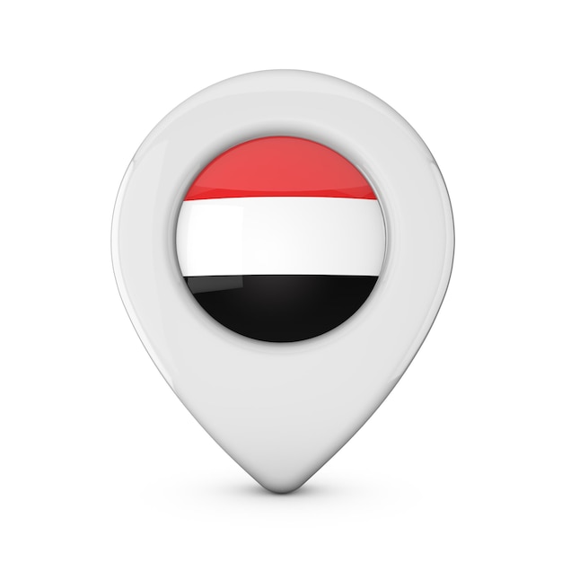 Icono de marcador de ubicación de bandera de Yemen Representación 3D