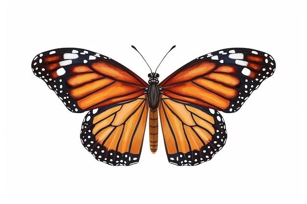 Foto icono de mariposa monarca con fondo blanco