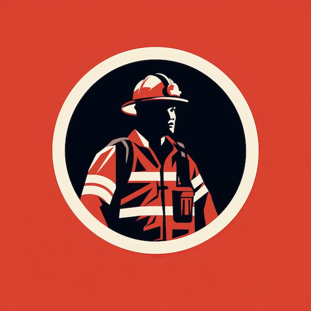 El icono minimalista del bombero sobre un fondo naranja