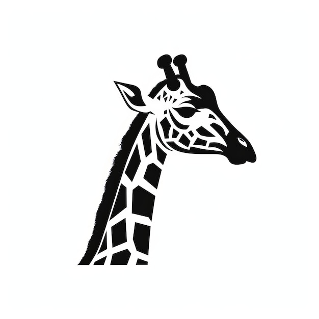 Icono minimalista de la cabeza de jirafa en blanco y negro