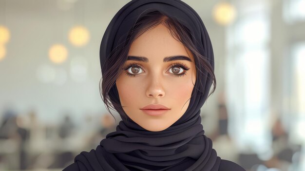 Icono moderno de una niña musulmana en un hijab Retrato femenino en traje nacional Icon moderno de una chica musulmana en una hijab