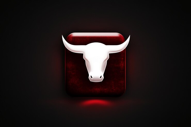 Foto y el icono moderno de un toro elegante