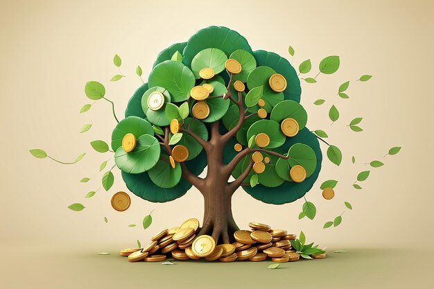 Icono de la moneda del árbol Finanzas Ilustración de la naturaleza