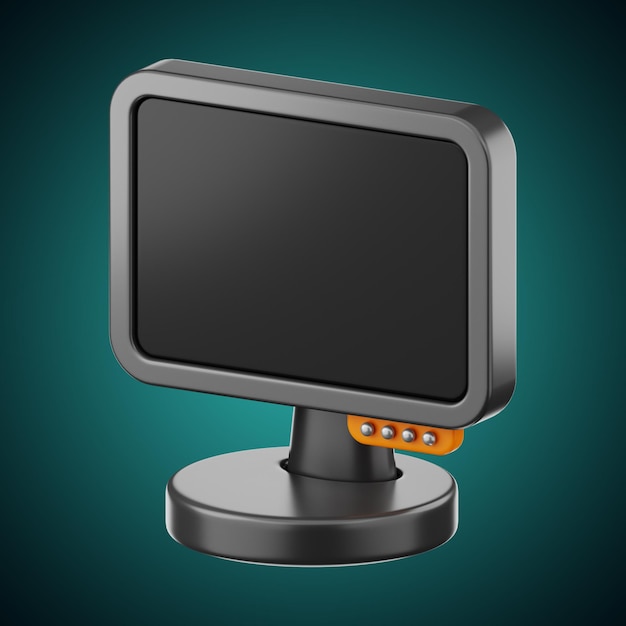 Icono de monitor de pantalla de piezas de computadora premium representación 3d sobre fondo aislado