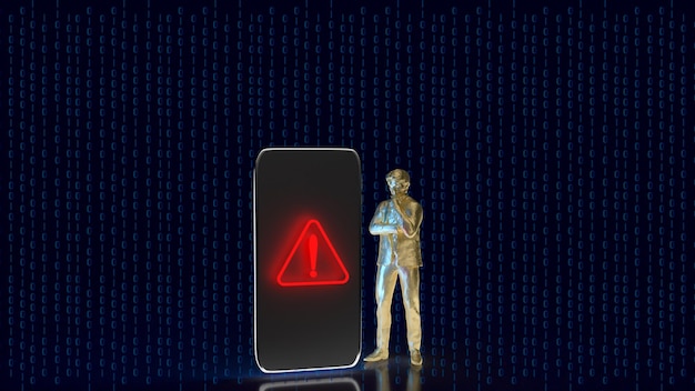 El icono móvil y rojo para la representación 3d del concepto de ciberdelincuencia