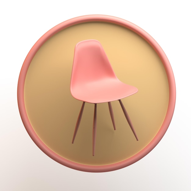 Icono de muebles con silla aislado sobre fondo blanco Ilustración 3D de la aplicación