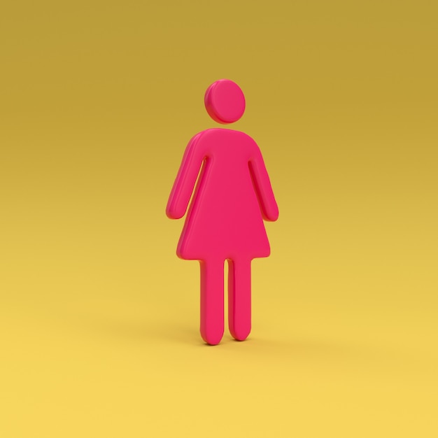 icono de mujer rosa en amarillo, mujer 3d