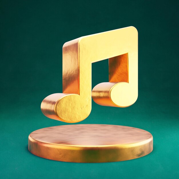 Icono de la música. Símbolo de Fortuna Gold Music con fondo verde Tidewater. 3D prestados icono de redes sociales.