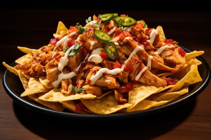 Foto icono de nachos de pollo a la parrilla sobre un fondo blanco