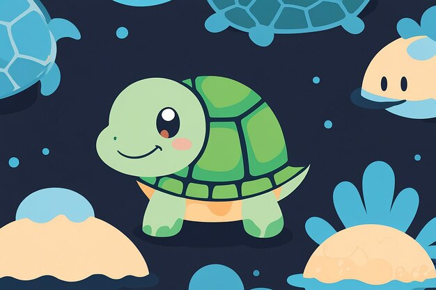 Foto icono de natación de tortuga lindo en estilo de dibujos animados plano para tarjetas de carteles perfectos e impresiones de decoración