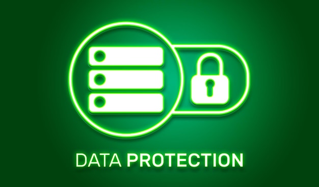 Foto icono de neón de protección de datos