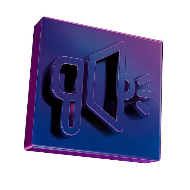 Icono de Neón Retro 3D azul saludable Símbolo de megáfono