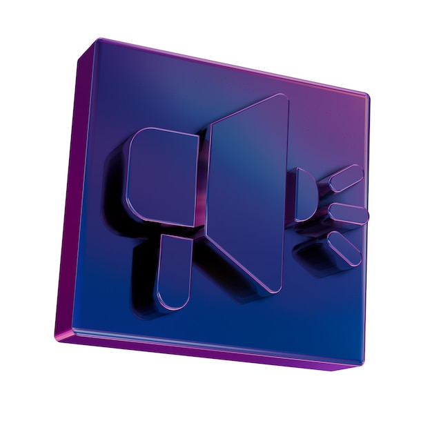 Icono de Neón Retro 3D azul saludable Símbolo de megáfono