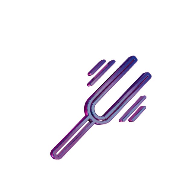 Icono de neón retro 3D con tenedor de afinación retro vibrante