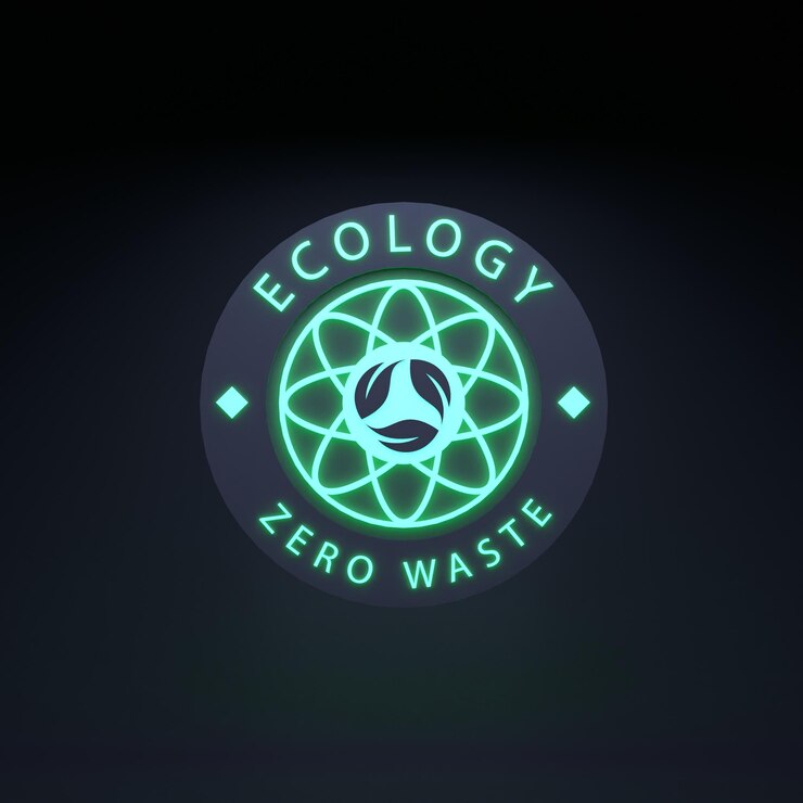 Foto icono de neón sobre el tema de eco ecología y conservación del planeta 3d render