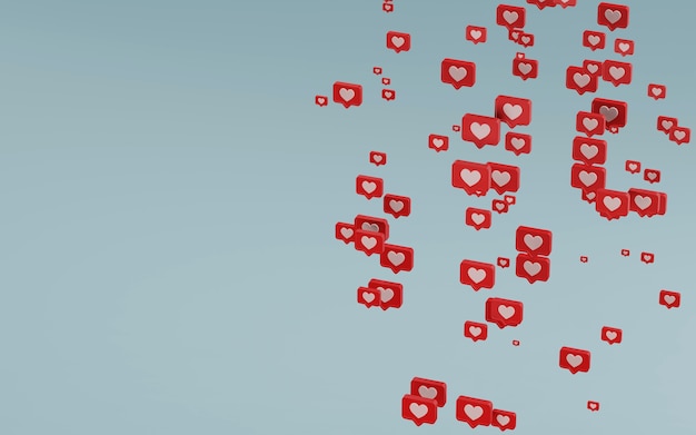 Icono de notificaciones de redes sociales, render 3d
