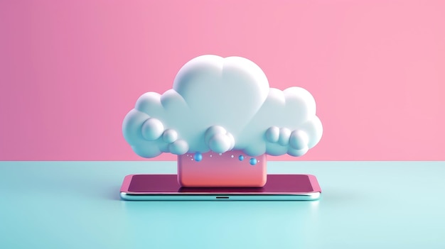 Icono de nube 3D estilo minimalista concepto de seguridad de tecnología digital de servicio en línea de computación en la nube