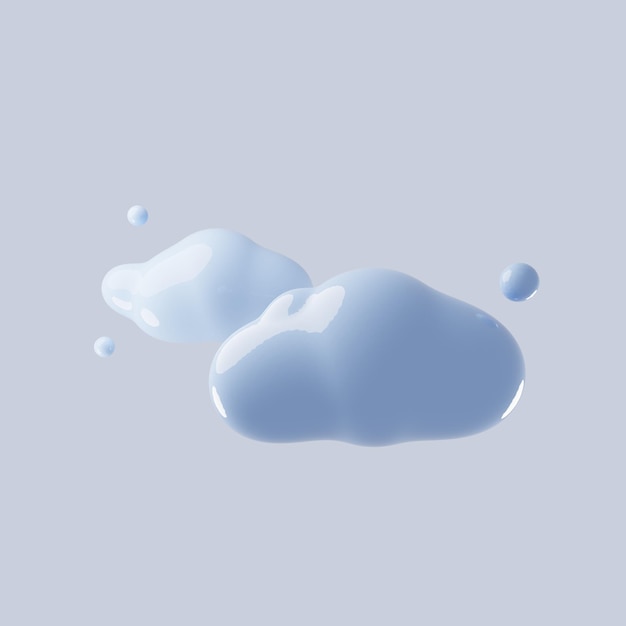 Icono de nubes con color azul en renderizado 3d